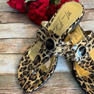 Marc Fisher Leopard Print Slip On Sandals Size 6.5M